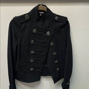 Express Black Structured Blazer with Military Inspiration